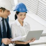 Engineers analyzing data