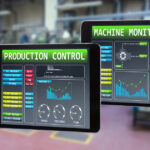 Two tablets showing manufacturing software woring in the manufacturing environment