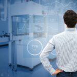 Engineer looking at manufacturing data