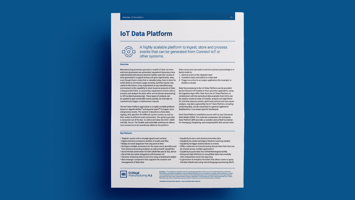 Iot Data Platform Critical Manufacturing