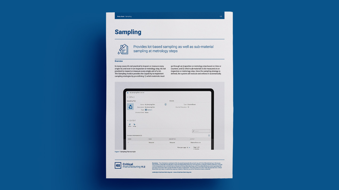 Sampling - Critical Manufacturing