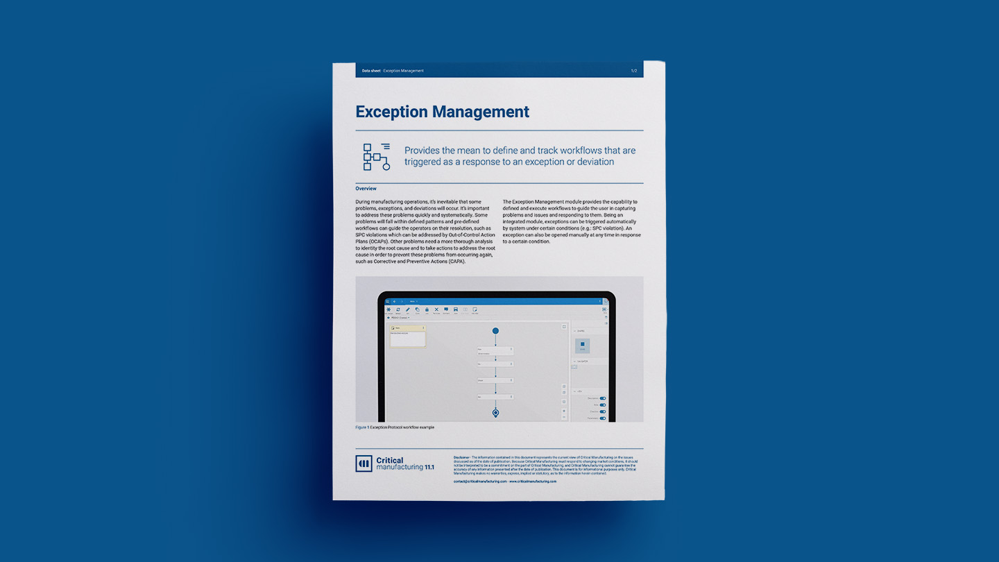 Exception Management - Critical Manufacturing